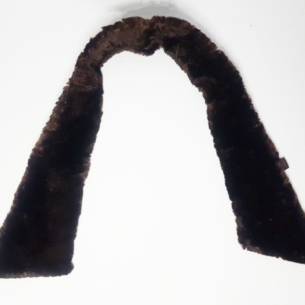 Vintage Brown Real Fur Collar 1960s Rich Brown Fur Scarf, Shaved Lamb Fur Collar
